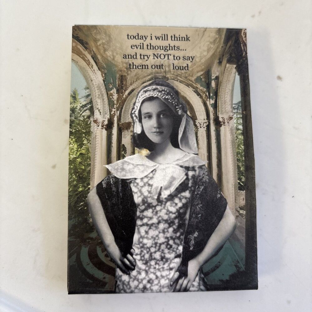 Erin Smith Art Enesco magnetic closure note pad Today I Will Think Evil Thoughts